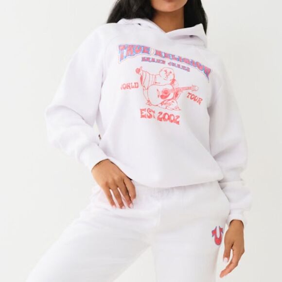 TRUE RELIGION - HERITAGE LOGO BOYFRIEND HOODIE - Picture 2 of 7